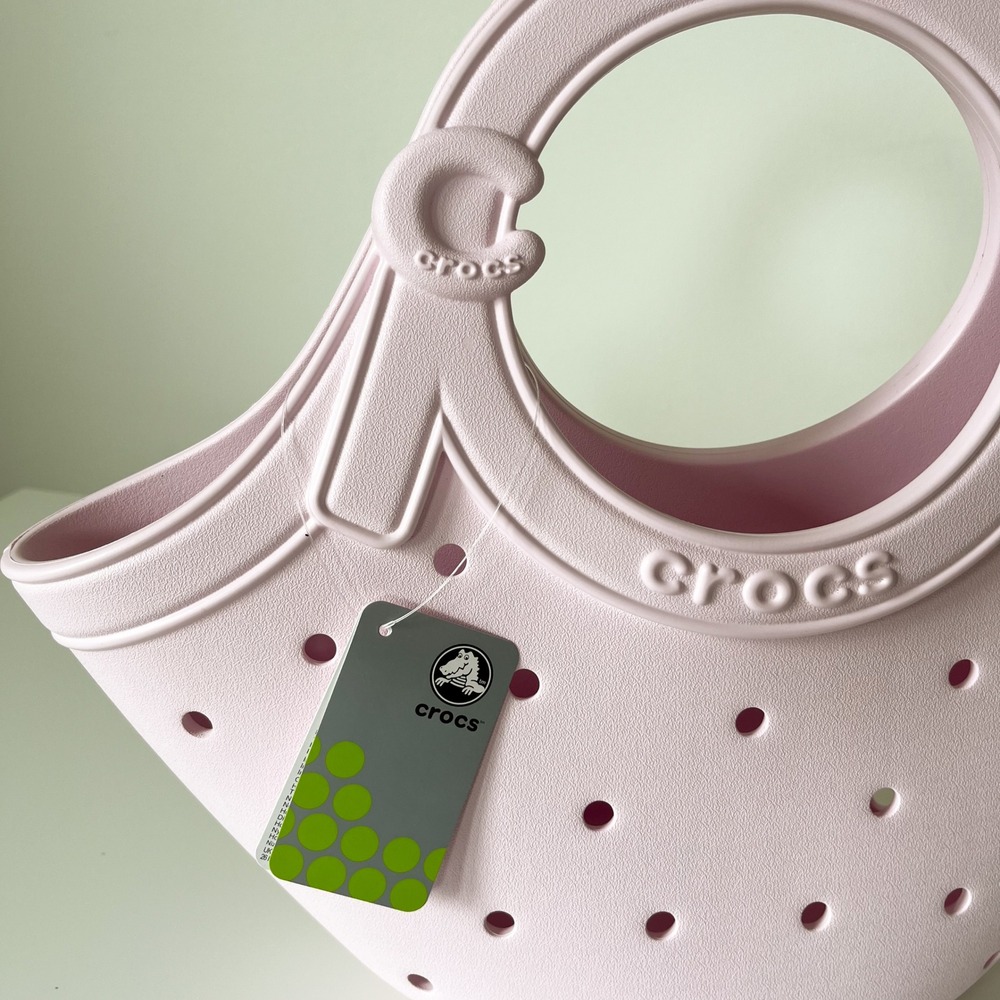NEW Crocs Medium EVA Tote Bag Round Handle Light Pink - Picture 3 of 8
